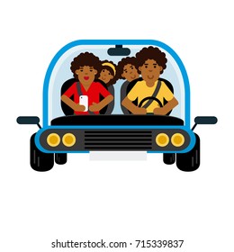 Family African traveling by car