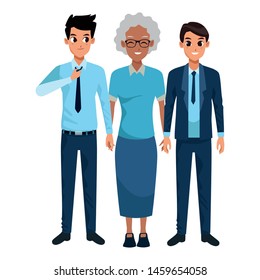 Family afro grandmother with adult grandsons vector illustration graphic design