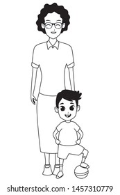 Family afro grandmother hand of with boy vector illustration graphic design