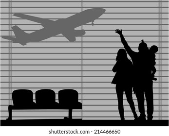 The family at the airport-an illustration 