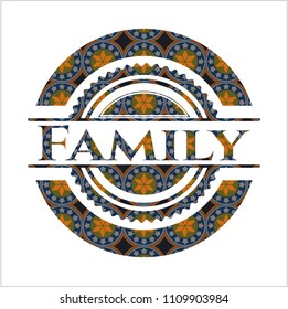  Family arabesque style emblem. arabic decoration.