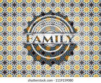 Family arabesque style emblem. arabic decoration.