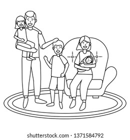 family avatar cartoon character black and white