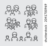 Family Avatar Characters Vector Line Icons 