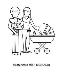 Family avatar concept black and white