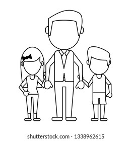 Family avatar faceless cartoon in black and white