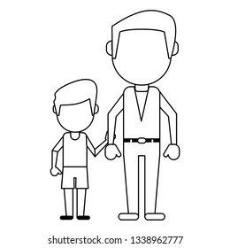 Family avatar faceless cartoon in black and white