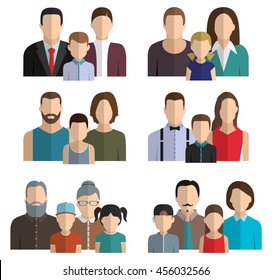 Family Avatar. Flat Style Vector Icon Set