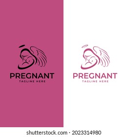 family and baby care logos and symbol collection. happy pregnant woman
