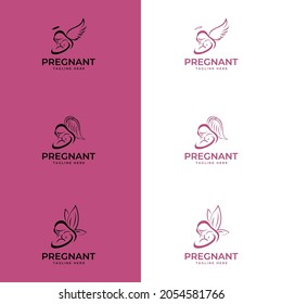 family and baby care logos and symbol collection. happy pregnant woman
