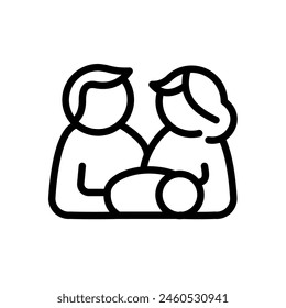 family with baby, childbirth, parenthood - vector icon	