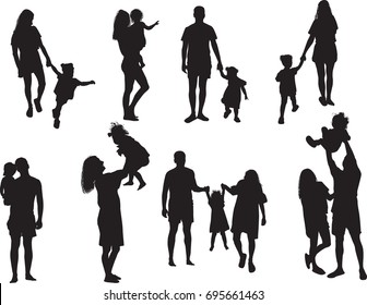Family with baby silhouette