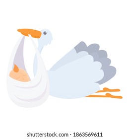 Family baby stork icon. Cartoon of family baby stork vector icon for web design isolated on white background