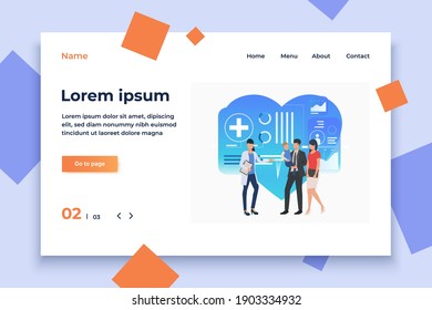 Family with baby visiting doctor vector illustration. Medical record, healthcare, medical exam. Family health concept. Creative design for layouts, web pages, banners