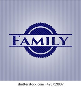 Family badge with denim texture