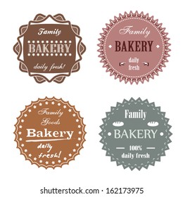 Family bakery daily fresh vintage badges set
