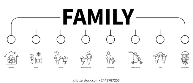 Family banner web icon vector illustration concept
