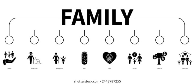 Family banner web icon vector illustration concept