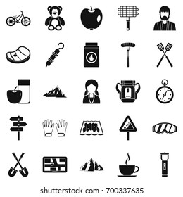 Family barbecue icons set. Simple set of 25 family barbecue vector icons for web isolated on white background