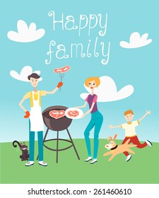 Family Barbecue - Illustration