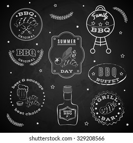 Family barbecue set. BBQ. Vector illustration.