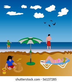 family beach
