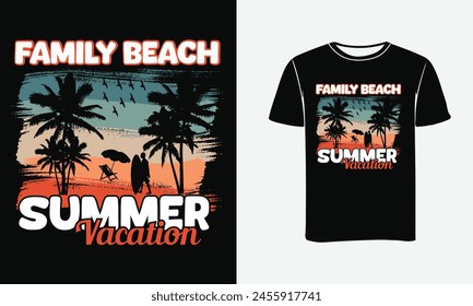 Family Beach Summer Vacation Retro T-shirt Design . summer Beach Vibes Shirt, Vacation, Cut File for Cricut -Print ,Poster
 