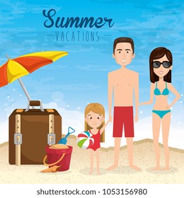 family in the beach summer vacations