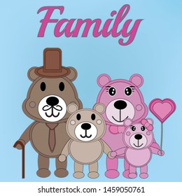 Family of Bear Paper Cut Style Concept love