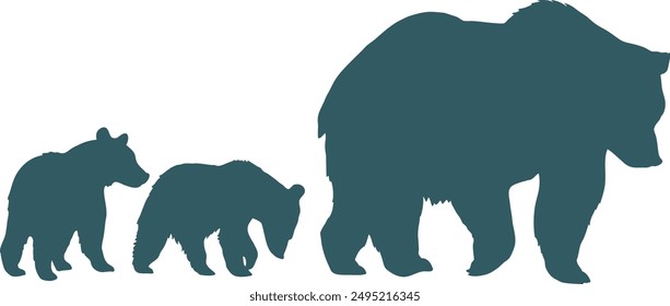  Una familia de osos en un paseo. Vector sobre fondo blanco.