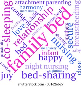 Family Bed word cloud on a white background.  