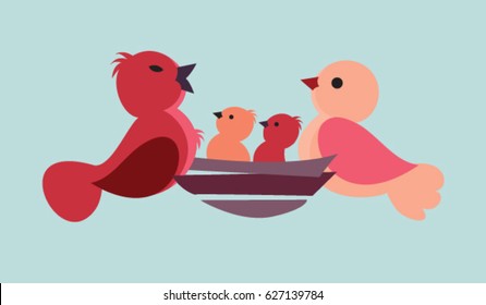 Family of Bird vector illustration icons logo