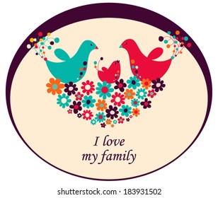 Family of birds over the nest