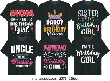 Family Birthday T-Shirt Collection, Matching Party Shirts for Mom, Dad, Friends, and More
