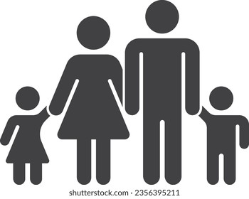 Family black simple icon. Minimalistic parents and kids symbol