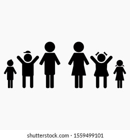 Family. Black simple vector icon design set