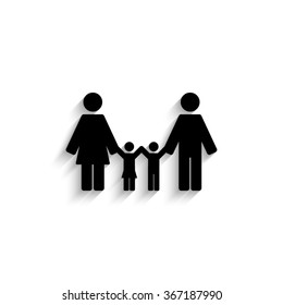 family - black vector  icon with shadow