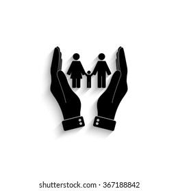 Family - black vector  icon with shadow