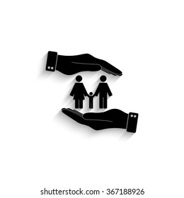 Family - black vector  icon with shadow