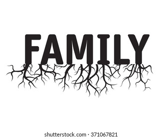 FAMILY Black Vector Illustration