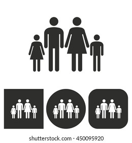 Family - black and white icons. Vector illustration.