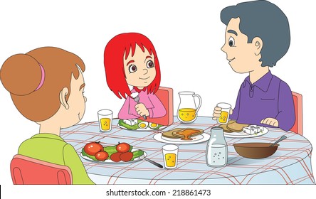 Family Kids Eating Stock Vectors, Images & Vector Art | Shutterstock