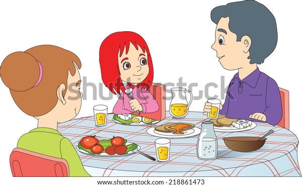 Family Breakfast Stock Vector (Royalty Free) 218861473