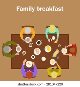 Family Breakfast. Vector Illustration