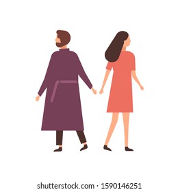 Family breakup flat vector illustration. Husband and wife arguing cartoon characters. Offended partners separation. Spouses on brink of divorce. Interpersonal misunderstandings and estrangement.