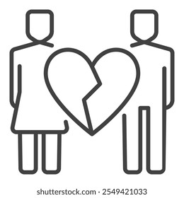 Family with Broken Heart vector Emotional Grief icon or sign in line style