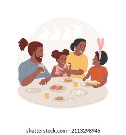 Family Brunch Abstract Concept Vector Illustration. Happy Family Having Easter Family Dinner, Relatives Sitting At The Table And Celebrating Holiday At Home, Religious People Abstract Metaphor.