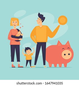 Family budget. Flat design vector illustration.