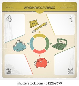 Family budget infographic set divided into parts in the form of charts vector illustration