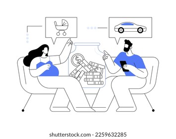 Family budget planning abstract concept vector illustration. Best economic decisions, personal budget strategy, family income and expenses management, financial household plan abstract metaphor.